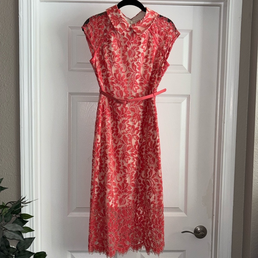 Coral lace dress